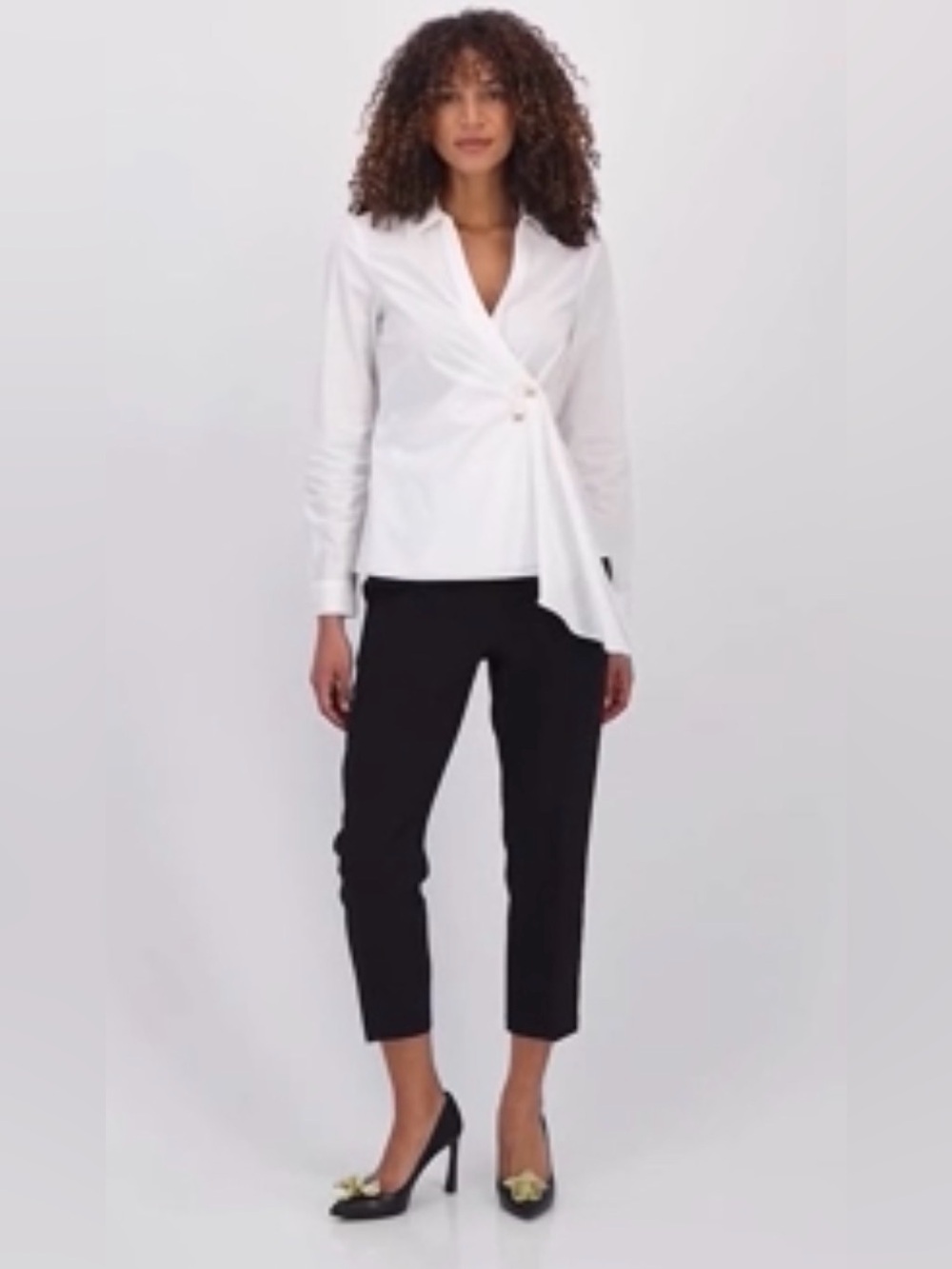 NWT INC International Concepts Cotton Drape-Front Top